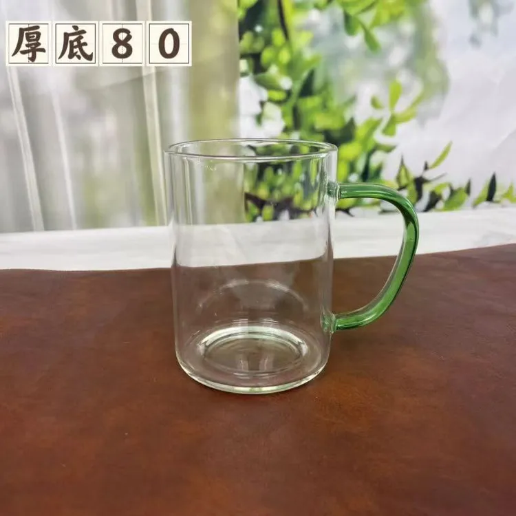 绿茶杯高硼硅防爆透明泡茶杯耐热玻璃家用办公水杯茶具带盖办公杯