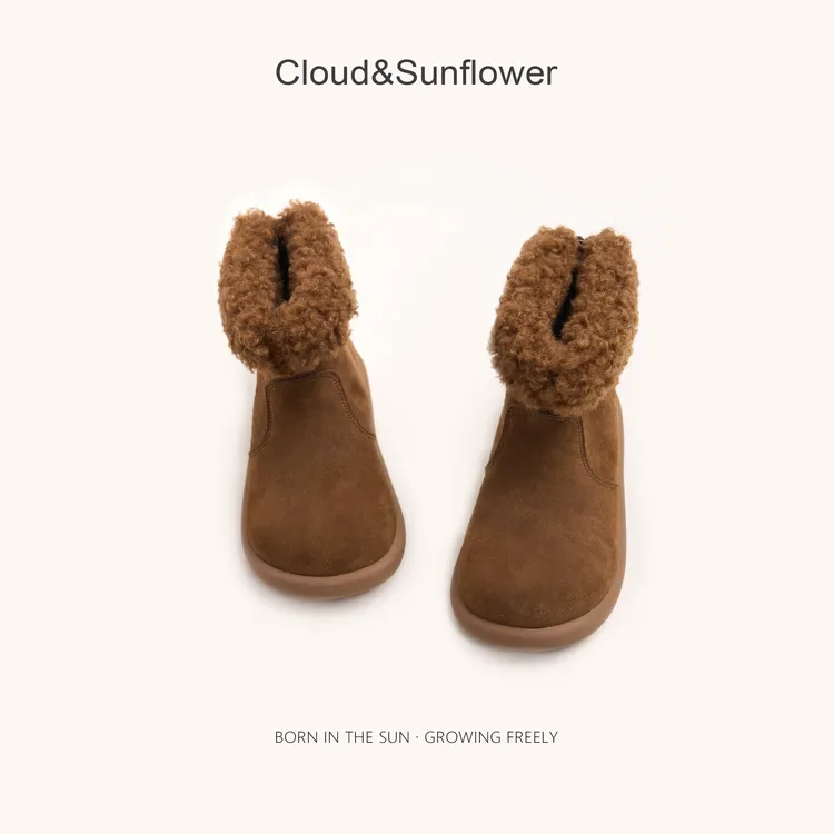 【云朵小葵】女童冬季新年款新款潮流百搭时尚洋气毛绒中筒雪地靴