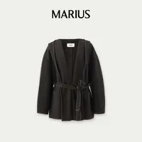 MARIUS"浴袍大衣"松弛廓形气质简约秋冬连帽浴袍短款大衣
