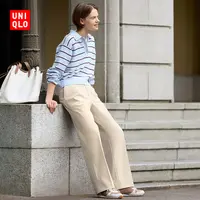 优衣库女装柔滑棉质POLO领条纹针织衫/毛衣毛衫484503