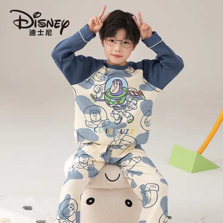 Disney/迪士尼男童睡衣秋季纯棉长袖宝宝儿童卡通家居服套装4267