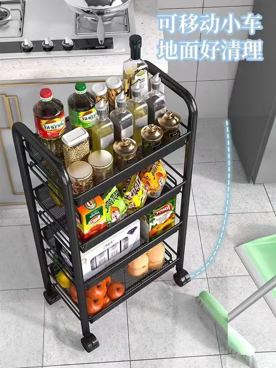 厨房置物架落地多层可移动小推车夹缝宿舍浴室收纳神器零食储物架