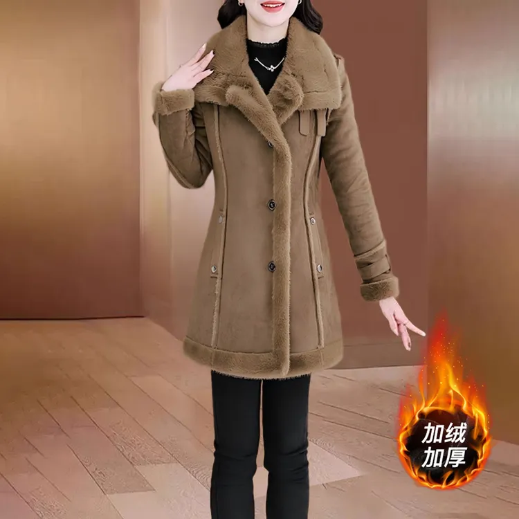 格纹贵夫人时尚毛呢外套秋冬2025今年新款中长款加绒加厚呢子大衣