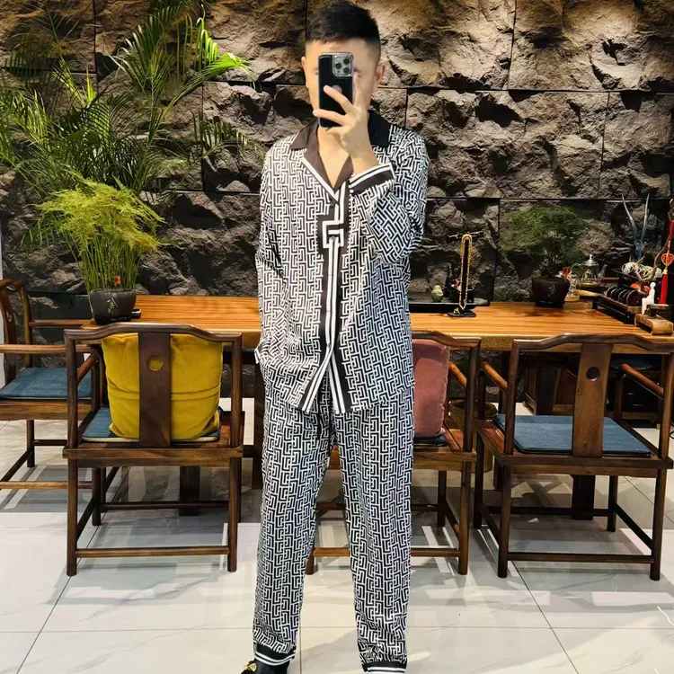 【7926-22】可外穿舒适时尚家居服套装男士时尚休闲轻薄透气