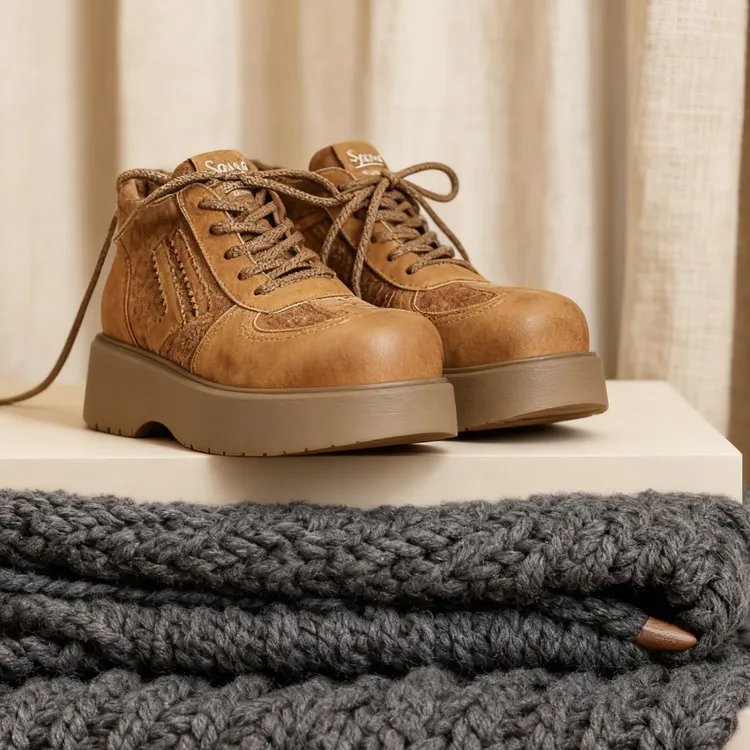 2025爆款磨砂皮秋冬圆头女鞋保暖增高马丁靴女百搭复古冬季真皮