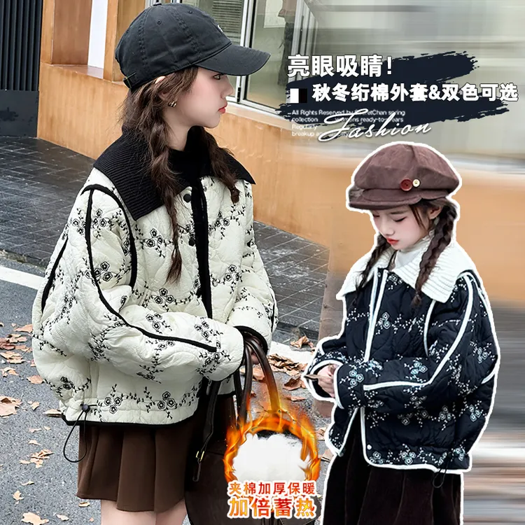 女童夹棉加厚外套冬季2025新款韩系儿童冬装保暖棉服小女孩二棉袄