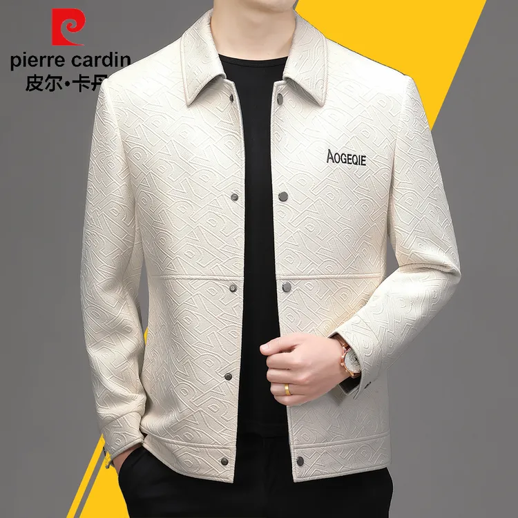 【3D浮雕印花设计】皮尔卡丹高档时尚休闲夹克外套男中青年2025春秋