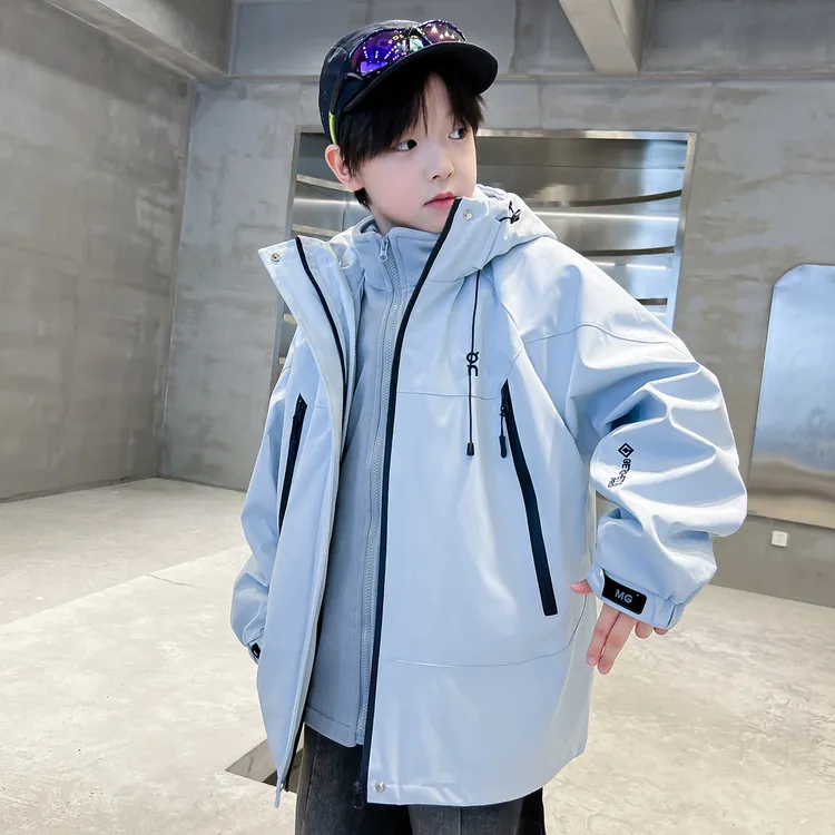 男童冬装夹棉外套2025新款中大儿童秋冬季加厚三合一可拆卸冲锋衣