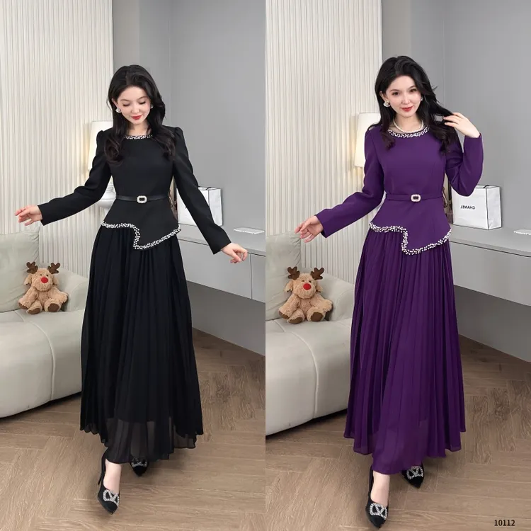 Saeda品牌女装优雅收腰百褶名媛气质宴会礼服连衣裙YF10112