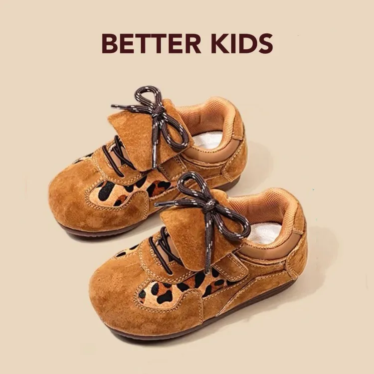 BETTER KIDS好孩子 女童豹纹运动鞋2025春秋男童休闲鞋儿童阿甘鞋