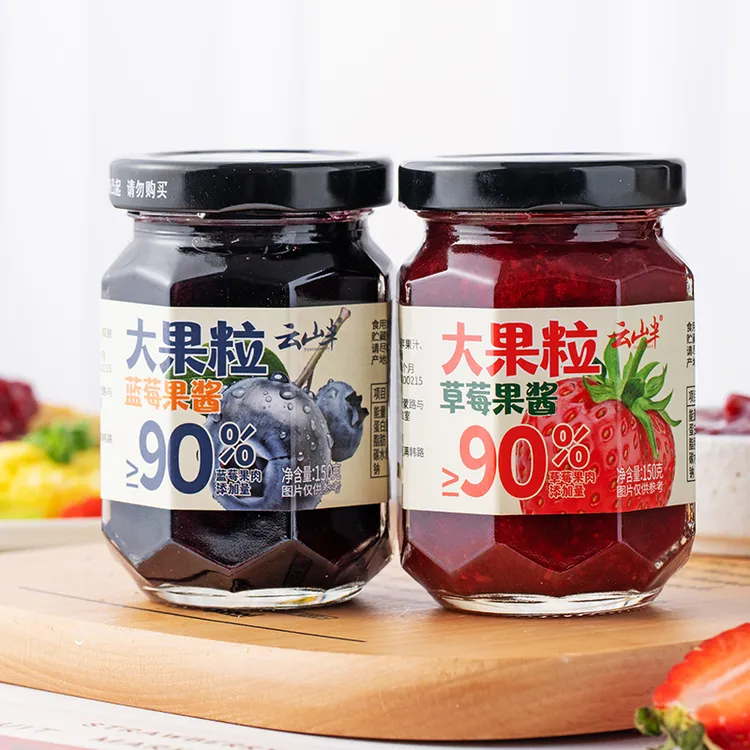 云山半大颗粒蓝莓果酱草莓果酱0脂肪果肉酱涂抹面包吐司水果酱150