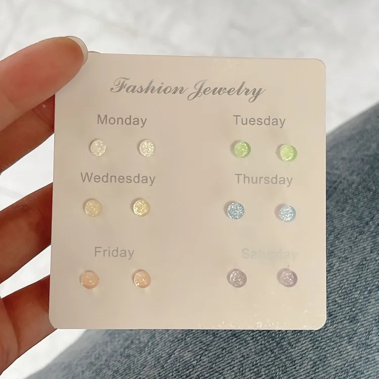 非金属树脂耳饰 彩色冰透豆豆树脂耳钉女简约可爱少女小众耳环