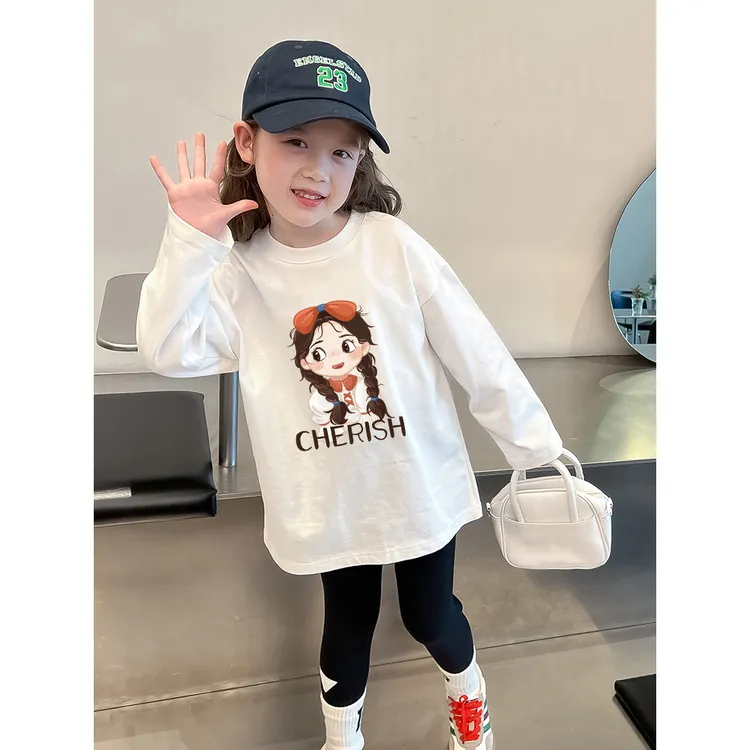 【纯棉】女童长袖T恤秋季新款韩版儿童洋气宝宝时髦打底衫潮