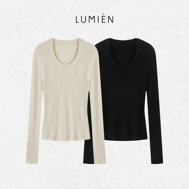 【LUMIEN 新品】u领羊毛桑蚕丝秋修身保暖内搭打底衫LX5ISS203