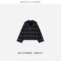 D0136 硬货哥女士休闲百搭气质青灰格绵两面穿羊毛毛呢大衣