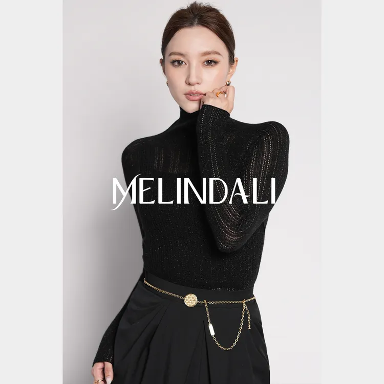 Melinda Li【流星打底】68支水溶羊毛无缝一体细闪亮葱高领针织衫