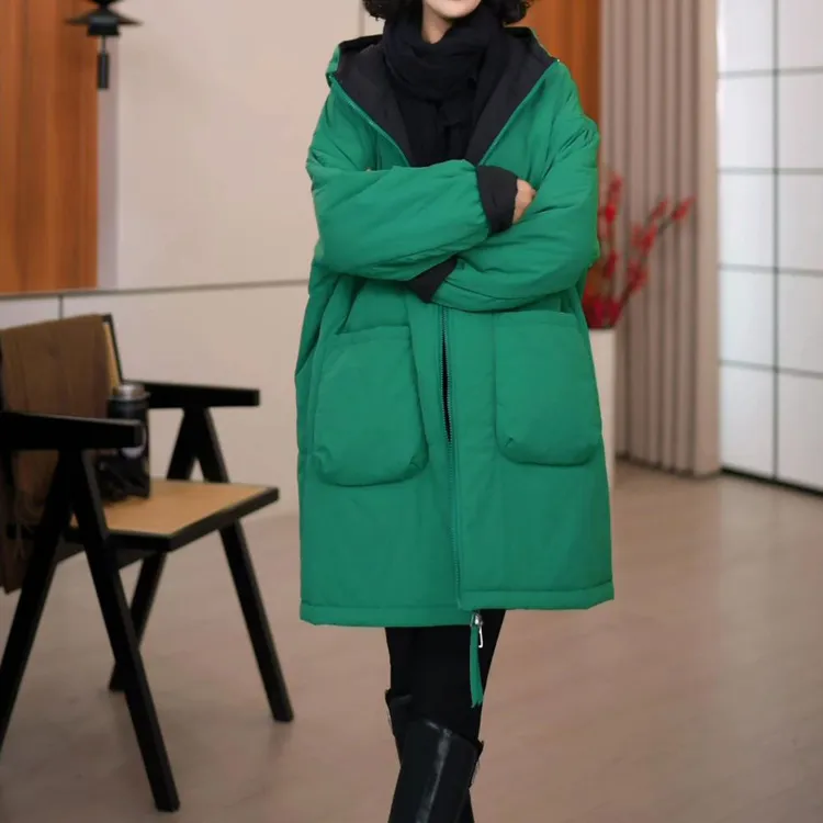 双面双穿抗风连帽加棉保暖棉衣外套2025秋冬新款时尚百搭遮肉棉服