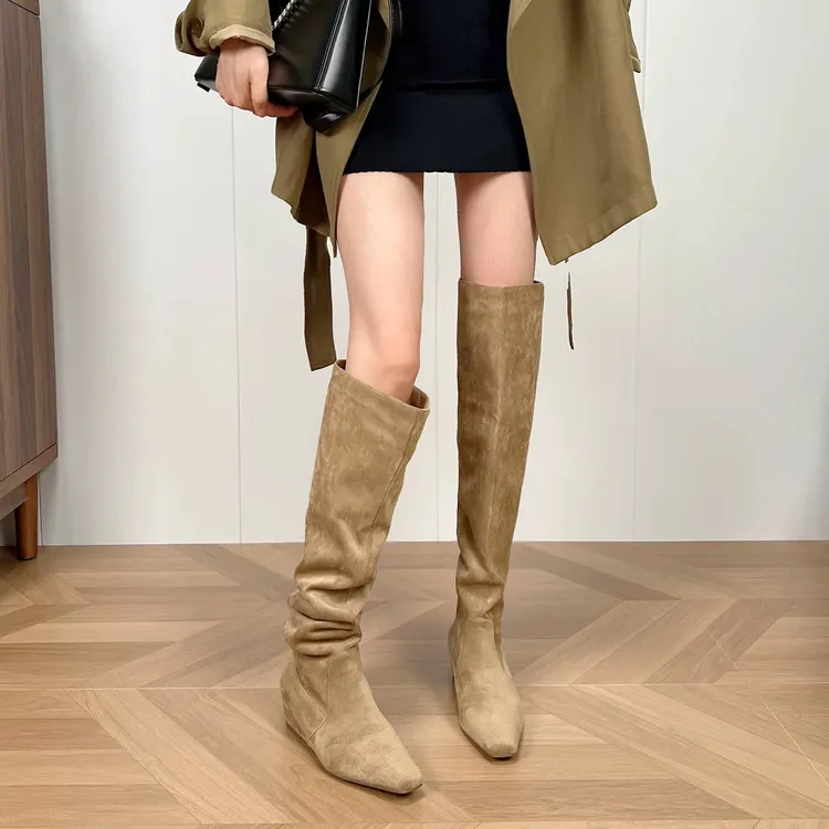 2025巨好看的靴子女长筒靴内增高美拉德过膝长靴小个子高筒堆堆靴