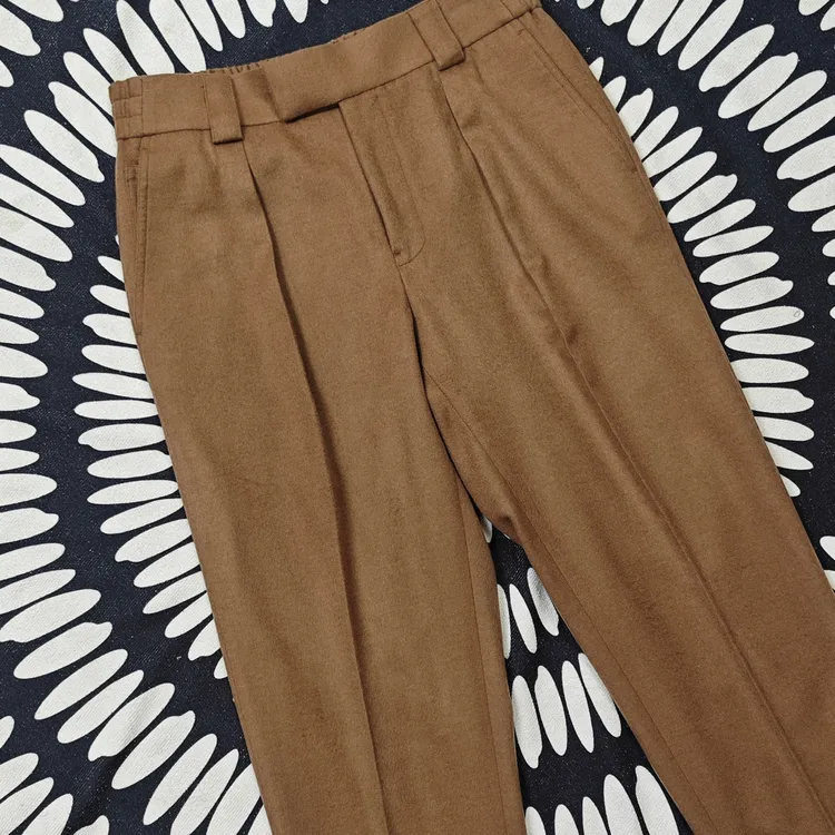 羊绒裤子 羊绒reinga休闲长裤 棕色羊绒休闲裤 摩卡慕斯年度色裤