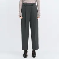 HPLY/荷比俪【星线好物】冬拼接双腰微锥形直筒休闲裤HME44410228