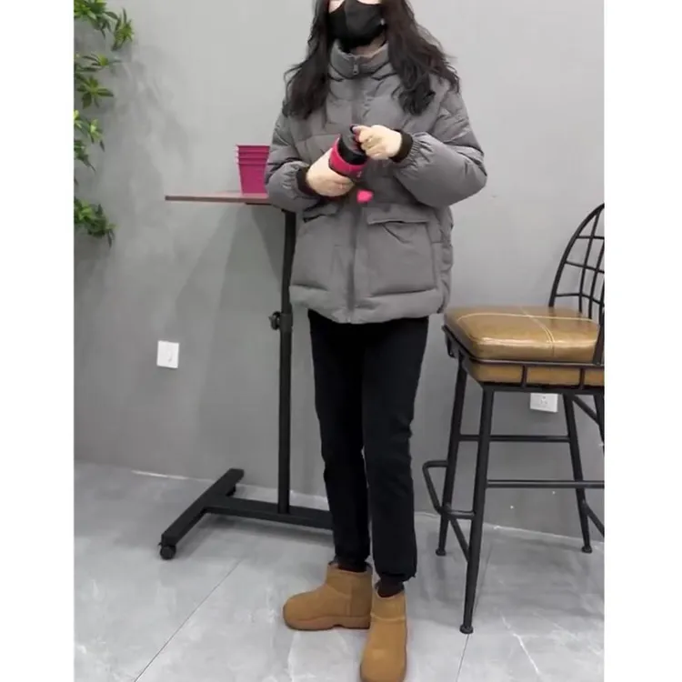 新款宽松棉服收腰厚款洋气连帽面包服女装