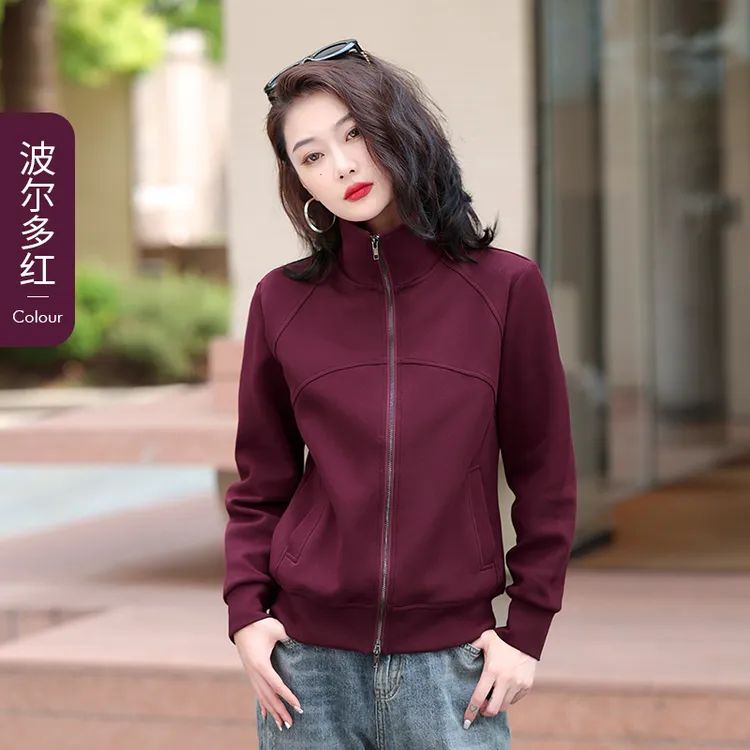 运动风女厚款防风卫衣棉秋季立领显瘦户外长袖温婉风休闲春冬外套