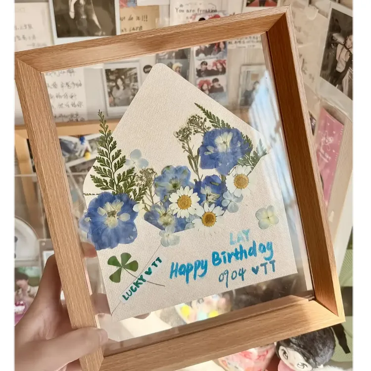 【川月】春日来信DIY相框信封干花材料包七夕手工生日礼物情侣摆件