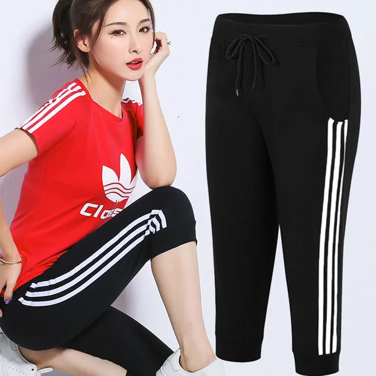 夏季爆款网红热卖女士休闲七分马裤情侣款薄款运动女裤时尚潮流女