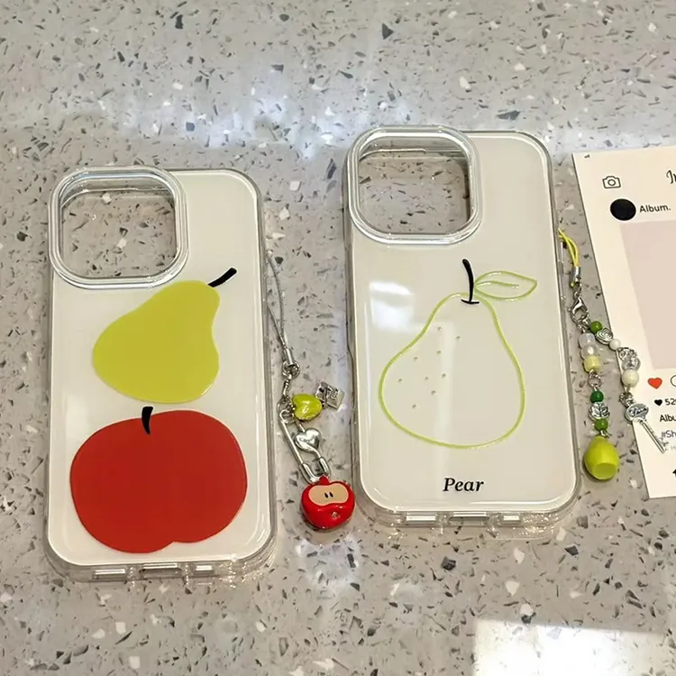 简约雪梨苹果挂件适用iPhone15苹果16/13手机壳华为vivo小米oppo