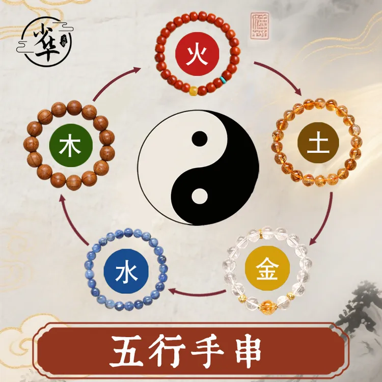 五行水晶缺金补金木水火土男女转运招财平安手链