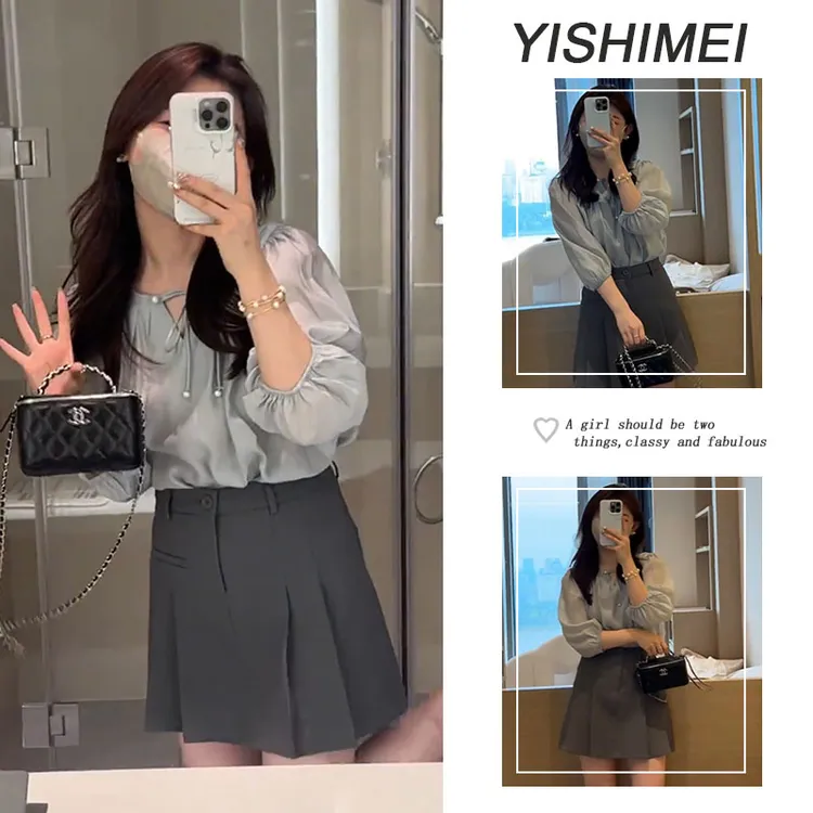 今年流行两件套2025年新款韩系百搭气质短袖上衣显瘦百褶裙两件套