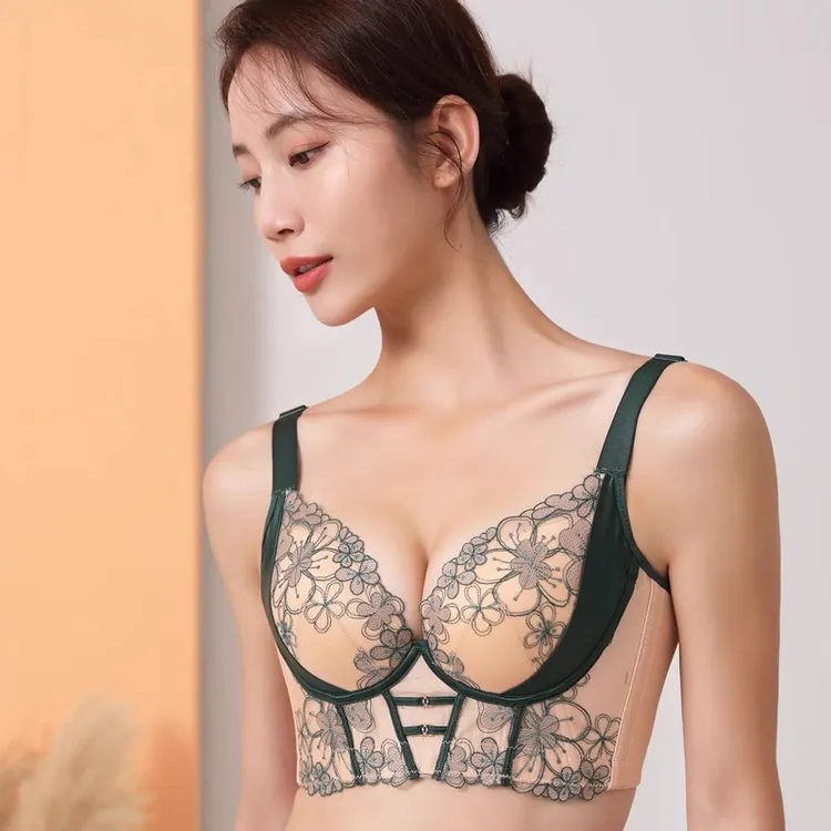 内衣女调整型胸罩小胸显大聚拢上托收副乳防下垂外扩性感蕾丝文胸
