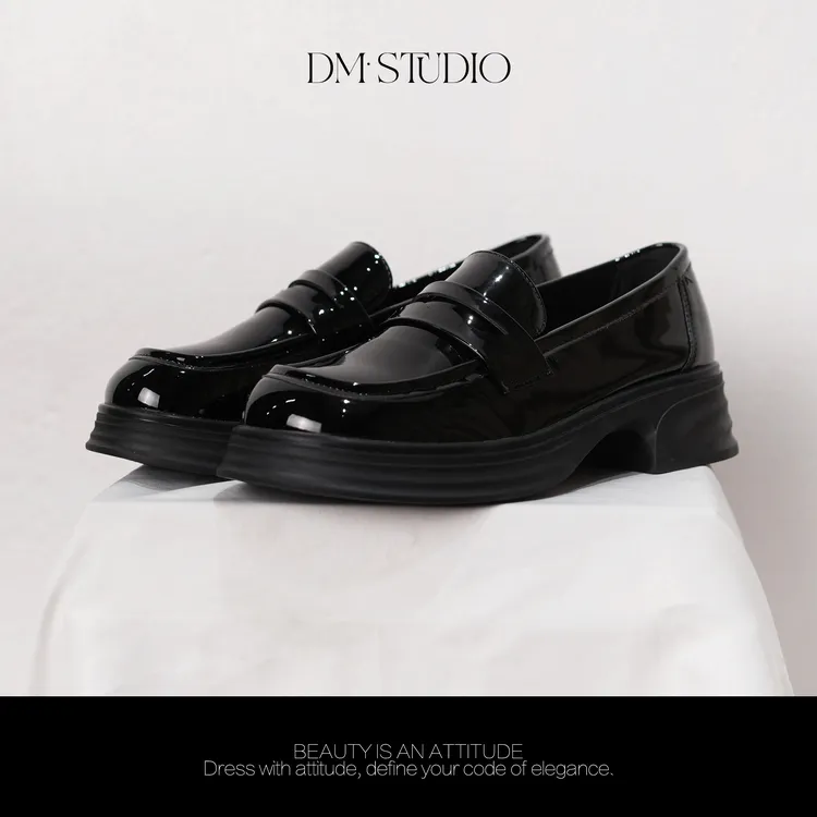 DEDM•STUDIO/精致静奢英伦风漆皮百搭厚底乐福鞋单鞋2507XZ/888-3