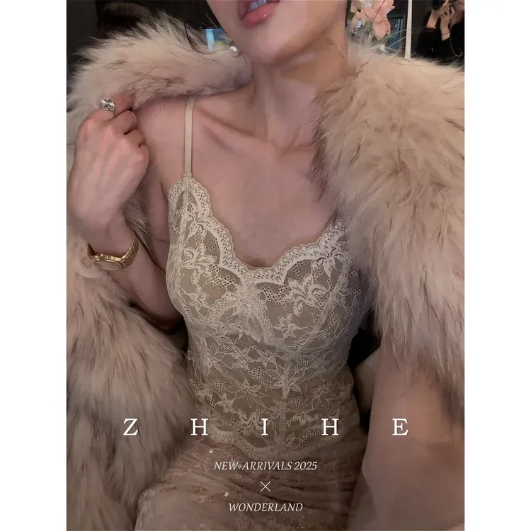 无艳一禾 法式磨毛蕾丝内搭吊带YHSC025163