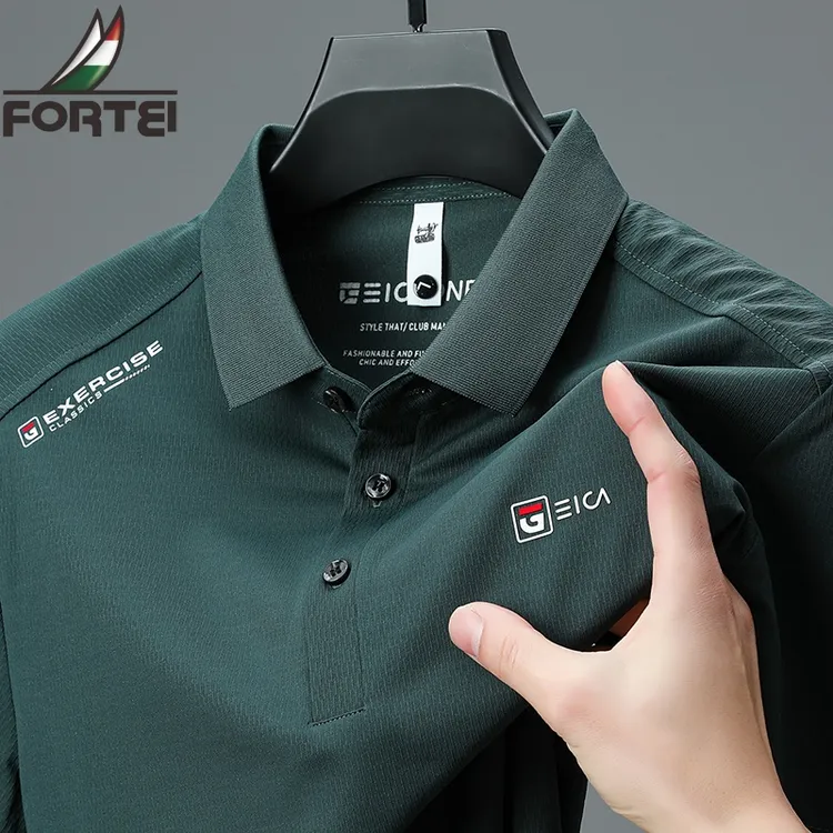 FORTEI/富鋌夏季字母短袖薄款纽扣纯色Polo衫polo透气欧若男士风