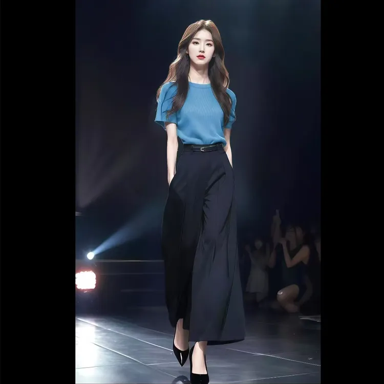 夏装搭配一整套盐系轻熟高级感小香风时尚上衣阔腿裤两件套装女款