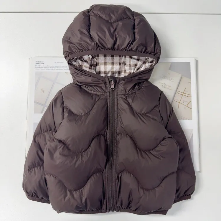 【三防格子双面穿羽绒 】婴儿童宝宝羽绒外套秋冬白鸭绒轻薄J21 AM