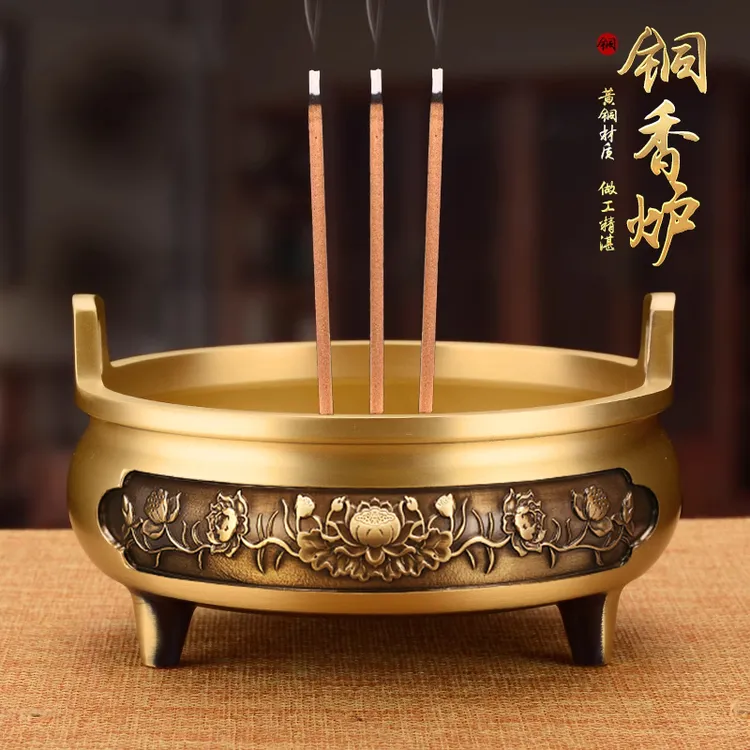 黄铜烧香炉大号宣德炉供佛家用室内熏香炉供奉炉佛具檀香炉特大号