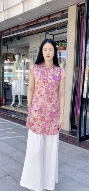 新中式国风复古印花盘扣旗袍上衣夏季