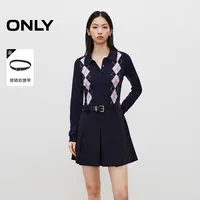 ONLY2025秋季新款正肩拼接假两件学院风短裙连衣裙女|125307054