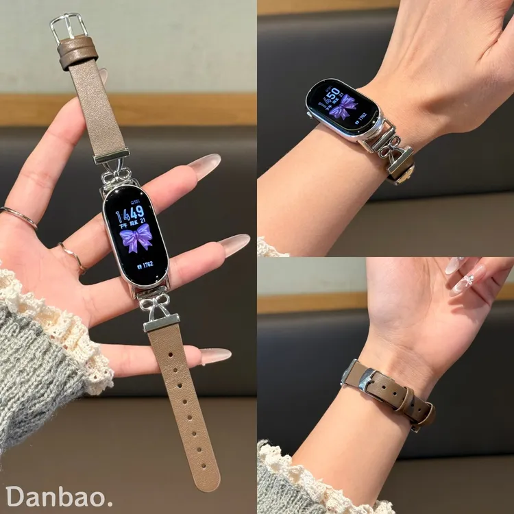 《蝴蝶结拼皮》适用于小米手环10表带9pro新款高级9秋冬款8时尚腕带