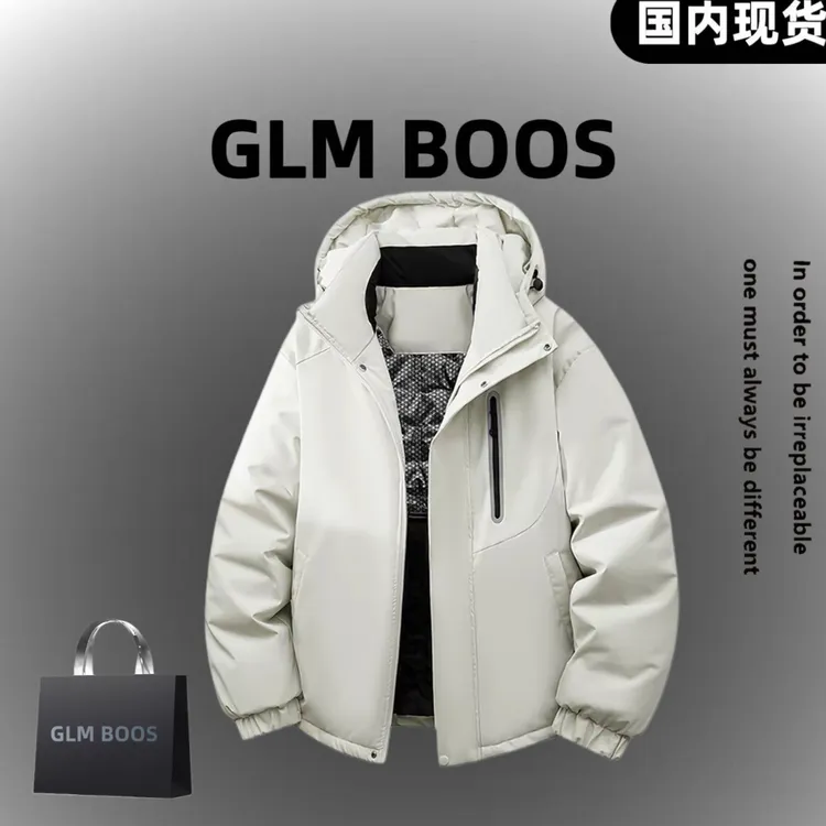 GLM BOOS男士冬季连帽加厚口袋保暖防风时尚休闲工装棉服外套