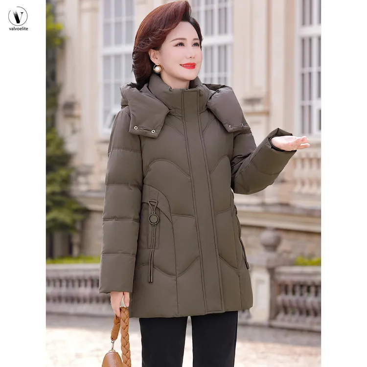 VALVOELITE冬新款妈妈羽绒服女中长款中老年时尚洋气加厚保暖外套