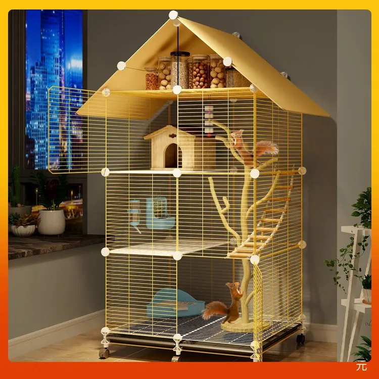 松鼠专用笼子大号别墅加密三层带平台龙猫专用花枝鼠蜜袋鼯魔王笼