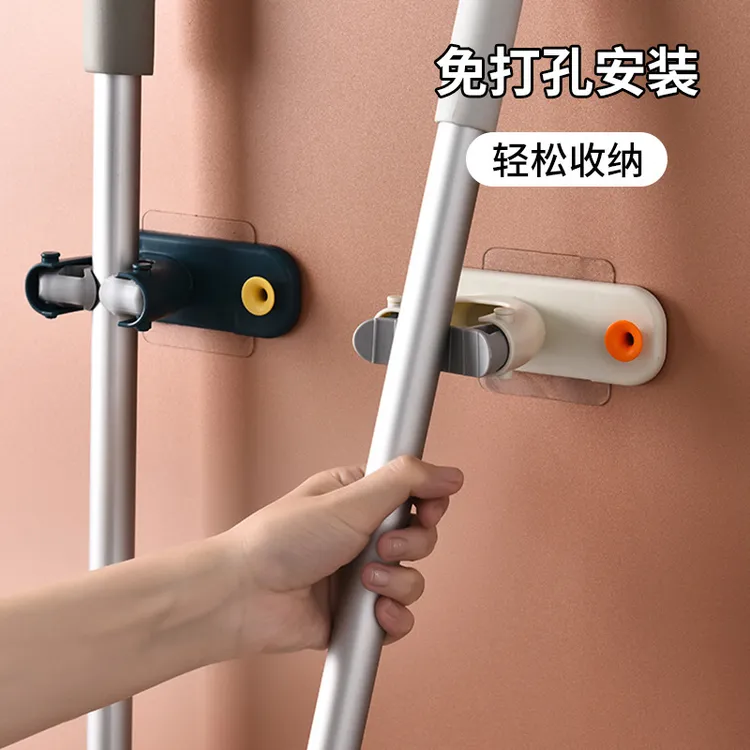 壁挂式拖把夹免打孔家用卫生间拖把扫把收纳挂架浴室拖把架可代发