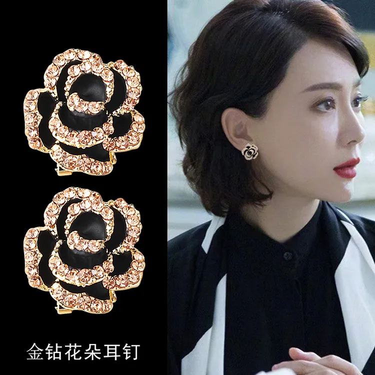 925银莫桑石耳饰 2025新款玫瑰花朵耳环女高级感气质镶钻奢华耳钉