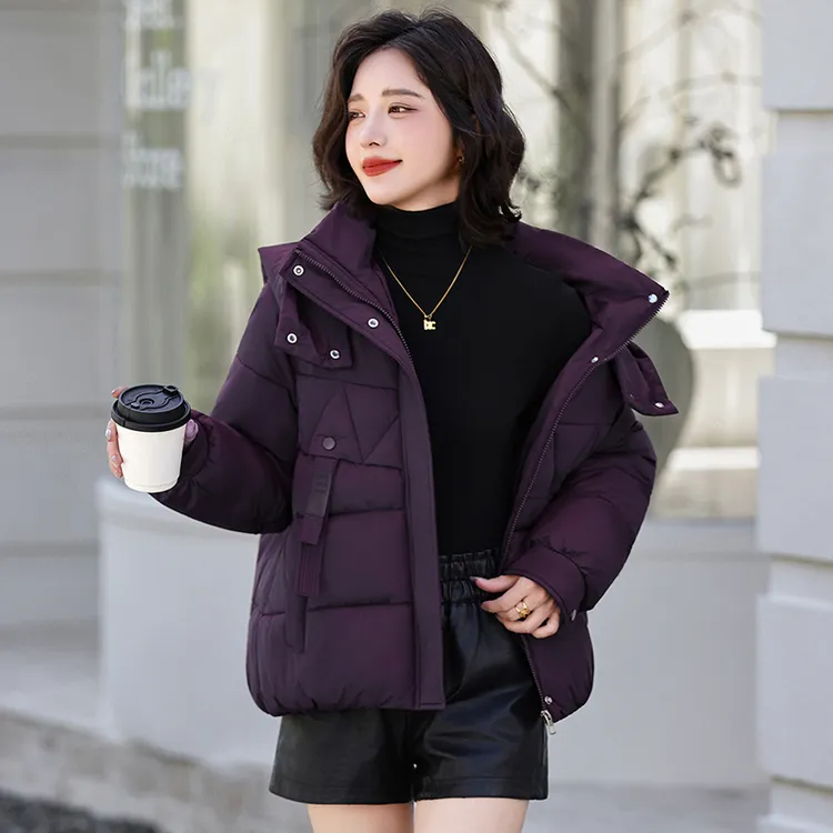 2025冬新款保暖常规厚款短款纯色女棉服洋气高端面包服小个子外套