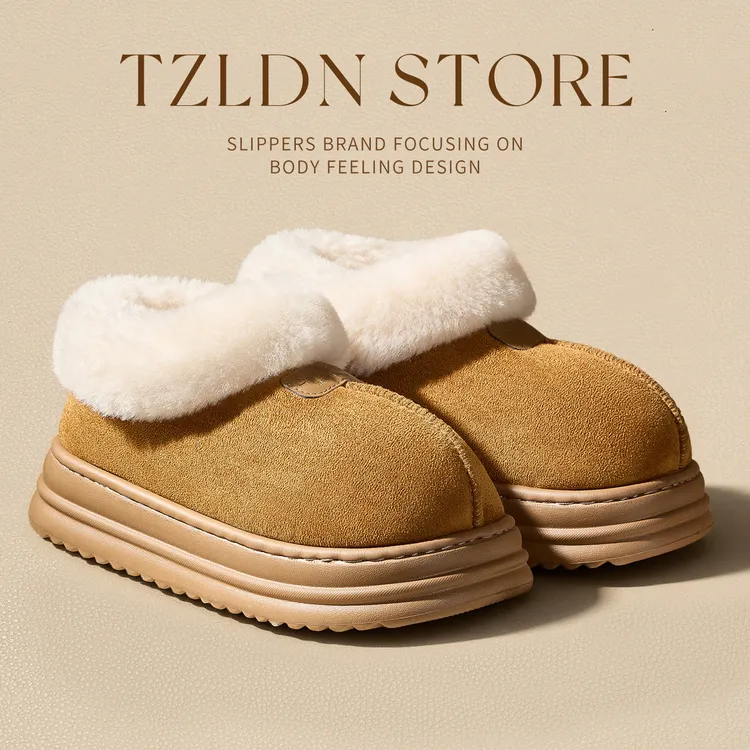 棉鞋女冬室内家居防滑雪地靴保暖居家用软底包跟冬款毛拖鞋女5668商品图