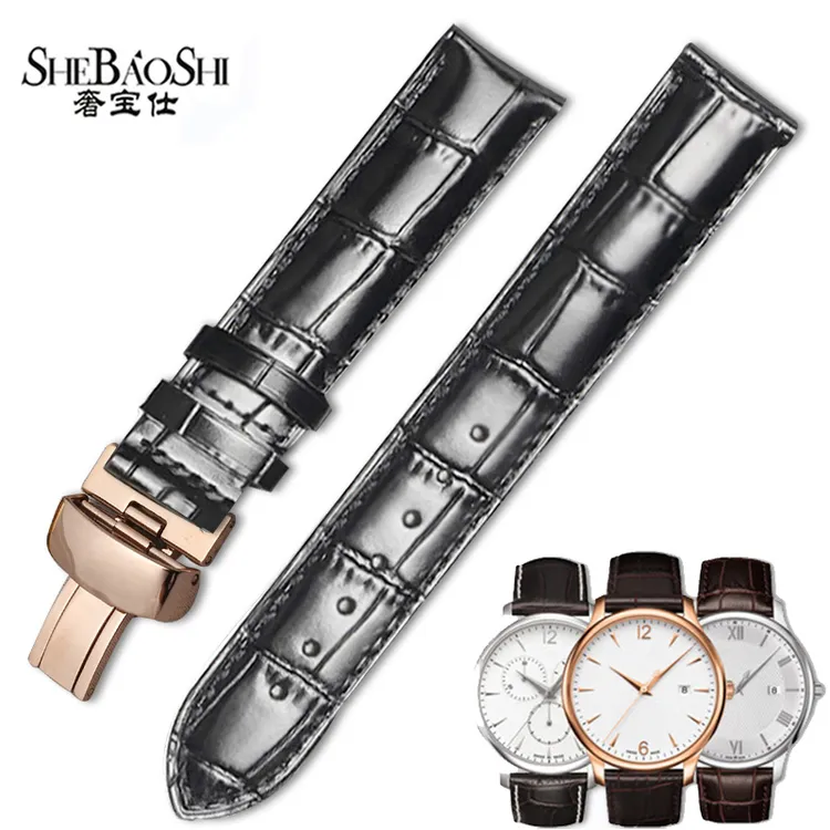 奢宝仕代用天梭表带T41力洛克1853杜鲁尔俊雅真皮表带蝴蝶扣男女