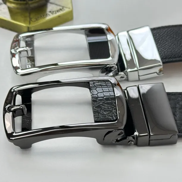 华宏世带新型可旋转双面用皮带无牙无孔真皮腰带商务休闲